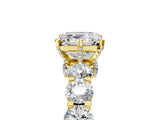 Yellow gold Asscher Cut Diamond Side Stone Engagement Ring with Four-Prong Setting_41