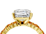 Yellow gold Asscher Cut Diamond Side Stone Solitaire Ring with Round with Citrine side stone and Four-Prong Setting_4