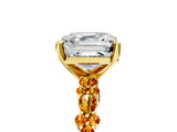 Yellow gold Asscher Cut Diamond Side Stone Solitaire Ring with Round with Citrine side stone and Four-Prong Setting_5