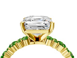 Yellow gold Asscher Cut Diamond Side Stone Solitaire Ring with Round with Peridot side stone and Four-Prong Setting_4