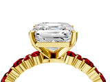 Yellow gold Asscher Cut Diamond Side Stone Solitaire Ring with Round with Ruby side stone and Four-Prong Setting_4
