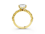 Yellow gold Asscher Cut Diamond Side Stone Solitaire Ring with Round with Yellow Sapphire side stone and Four-Prong Setting_3