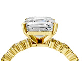 Yellow gold Asscher Cut Diamond Side Stone Solitaire Ring with Round with Yellow Sapphire side stone and Four-Prong Setting_4