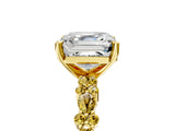 Yellow gold Asscher Cut Diamond Side Stone Solitaire Ring with Round with Yellow Sapphire side stone and Four-Prong Setting_5