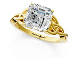 Yellow gold Asscher Cut Diamond Solitaire Celtic Knot Ring with Four-Prong Setting_42