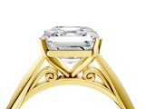 Yellow gold Asscher Cut Diamond Solitaire Engagement Ring with Cathedral Setting and Four-Prong Mount_31