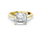 Yellow gold Asscher Cut Diamond Solitaire Engagement Ring with Cathedral Setting and Four-Prong Mount_43