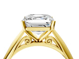 Yellow gold Asscher Cut Diamond Solitaire Engagement Ring with Cathedral Setting and Four-Prong Mount_47