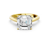 Yellow gold Asscher Cut Diamond Solitaire Engagement Ring with Cathedral Setting and Four-Prong Mount_75