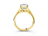 Yellow gold Asscher Cut Diamond Solitaire Engagement Ring with Cathedral Setting and Four-Prong Mount_78