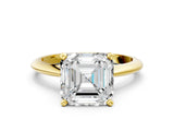 Yellow gold Asscher Cut Diamond Solitaire Engagement Ring with Classic Band and Four-Prong Setting_43