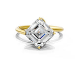 Yellow gold Asscher Cut Diamond Solitaire Engagement Ring with Four-Prong Setting and Classic Band_53