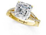 Yellow gold Asscher Cut Diamond Solitaire Engagement Ring with Twisted Pavé Band and Four-Prong Setting_51