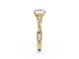 Yellow gold Asscher Cut Diamond Solitaire Engagement Ring with Twisted Pavé Band and Four-Prong Setting_52