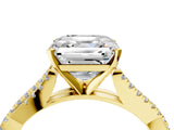 Yellow gold Asscher Cut Diamond Solitaire Engagement Ring with Twisted Pavé Band and Four-Prong Setting_54