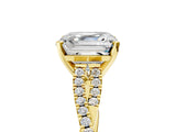 Yellow gold Asscher Cut Diamond Solitaire Engagement Ring with Twisted Pavé Band and Four-Prong Setting_55