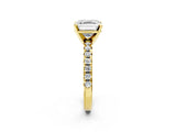 Yellow gold Asscher Cut Diamond Solitaire Pavé Engagement Ring with Round Band and Prong Setting_46