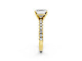 Yellow gold Asscher Cut Diamond Solitaire Pavé Engagement Ring with Round Band and Prong Setting_82