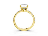 Yellow gold Asscher Cut Diamond Solitaire Pavé Engagement Ring with Round Band and Prong Setting_83