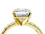 Yellow gold Asscher Cut Diamond Solitaire Pavé Engagement Ring with Round Band and Prong Setting_84