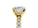 Yellow gold Asscher Cut Diamond Solitaire Pavé Engagement Ring with Round Band and Prong Setting_85