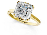 Yellow gold Asscher Cut Diamond Solitaire Ring with Flower Prong Setting and Classic Band_126