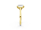 Yellow gold Asscher Cut Diamond Solitaire Ring with Flower Prong Setting and Classic Band_127