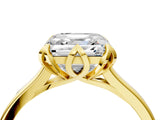 Yellow gold Asscher Cut Diamond Solitaire Ring with Flower Prong Setting and Classic Band_129