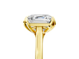 Yellow gold Asscher Cut Diamond Solitaire Ring with Flower Prong Setting and Classic Band_130