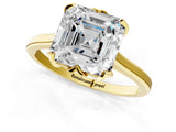Yellow gold Asscher Cut Diamond Solitaire Ring with Flower Prong Setting and Classic Band_37