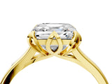 Yellow gold Asscher Cut Diamond Solitaire Ring with Flower Prong Setting and Classic Band_40