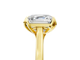 Yellow gold Asscher Cut Diamond Solitaire Ring with Flower Prong Setting and Classic Band_41
