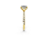 Yellow gold Asscher Cut Diamond Solitaire Ring with Four-Prong Setting and Pavé Band_5