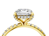 Yellow gold Asscher Cut Diamond Solitaire Ring with Four-Prong Setting and Pavé Band_7
