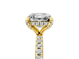 Yellow gold Asscher Cut Diamond Solitaire Ring with Four-Prong Setting and Pavé Band_8