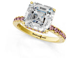 Yellow gold Asscher Cut Diamond Solitaire Ring with Pavé Band and Four-Prong Setting_1