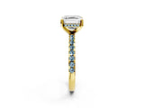 Yellow gold Asscher Cut Diamond Solitaire Ring with Pavé Band and Four-Prong Setting_2