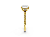 Yellow gold Asscher Cut Diamond Solitaire Ring with Pavé Band and Four-Prong Setting_2