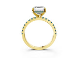 Yellow gold Asscher Cut Diamond Solitaire Ring with Pavé Band and Four-Prong Setting_3