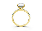 Yellow gold Asscher Cut Diamond Solitaire Ring with Pavé Band and Four-Prong Setting_3
