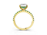 Yellow gold Asscher Cut Diamond Solitaire Ring with Pavé Band and Four-Prong Setting_3