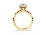Yellow gold Asscher Cut Diamond Solitaire Ring with Pavé Band and Four-Prong Setting_3