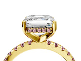 Yellow gold Asscher Cut Diamond Solitaire Ring with Pavé Band and Four-Prong Setting_4
