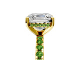 Yellow gold Asscher Cut Diamond Solitaire Ring with Pavé Band and Four-Prong Setting_5