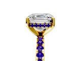 Yellow gold Asscher Cut Diamond Solitaire Ring with Pavé Band and Four-Prong Setting_5