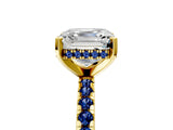 Yellow gold Asscher Cut Diamond Solitaire Ring with Pavé Band and Four-Prong Setting_5