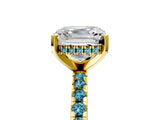 Yellow gold Asscher Cut Diamond Solitaire Ring with Pavé Band and Four-Prong Setting_5