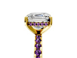 Yellow gold Asscher Cut Diamond Solitaire Ring with Pavé Band and Four-Prong Setting_5