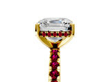 Yellow gold Asscher Cut Diamond Solitaire Ring with Pavé Band and Four-Prong Setting_5