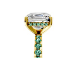Yellow gold Asscher Cut Diamond Solitaire Ring with Pavé Band and Four-Prong Setting_5